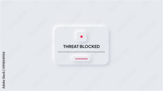 Security alert message indicating a detected threat has been successfully blocked by a digital system, presented on a clean UI