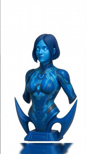 Cortana Halo 3D Printed Fan Art Bust | 7" Custom PLA Unpainted Figure Statue