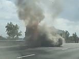 Shocking bus fire on the M1 near Nottinghamshire causing huge tailbacks