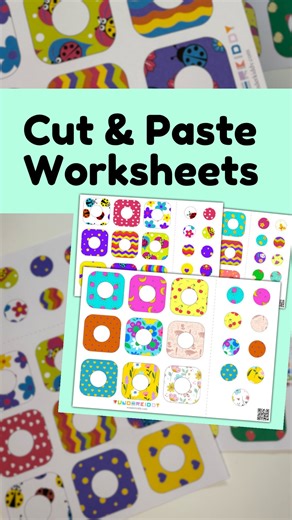 Wunderkiddy on Instagram: "✂️ CUT & PASTE WORKSHEETS – MIX, MATCH & BUILD MOTOR SKILLS! 🎨🟣🟡 How to get your FREE printable PDF? 1️⃣ Visit WUNDERKIDDY and search: “Cut & Paste Worksheets” 2️⃣ Comment “CUT” below to receive the link in DMs! 📄 What’s inside? A FREE hands-on puzzle activity to boost focus & fine motor skills! Includes: 🧩 4 sheets with colorful pattern cards ⭕️ Round patches to match & complete each image 🌀 Rotating challenge — patches can be placed at any angle! 👩‍🏫 How to p