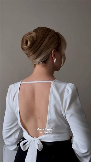 easy tutorial for French twist for thick hair #hairtok