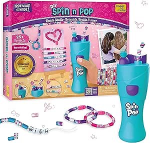 Imagimake Spin n Pop : DIY Bracelets Braids & More | Patented Electric Bracelet Maker | DIY Craft Kits for Girls Ages 8-13 | Create 25+ Accessories for Girls 10-12 | Teenage Girl Gift Ideas