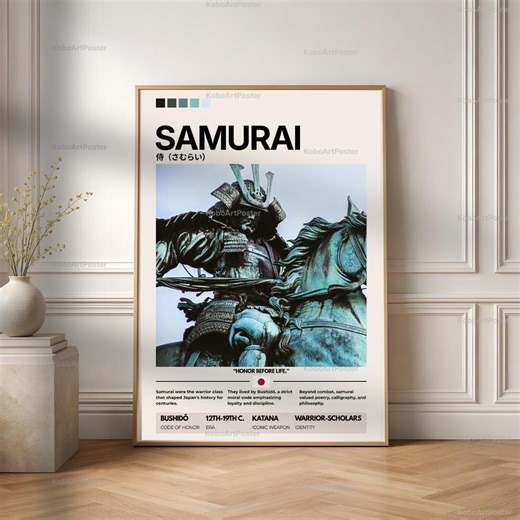 Samurai Poster, Japanese Warrior Wall Art, Bushido Print, Minimal Japan Decor, Samurai Art Print, Samurai Gift - Etsy