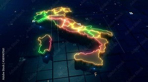Italy map Digital background Loop 4k
