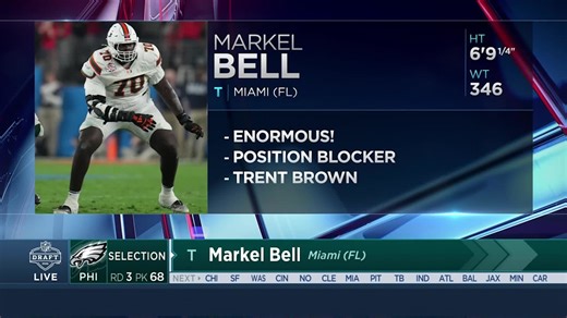 Watch the Eagles draft T Markel Bell No. 68 overall