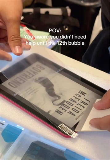 Naka-ilang lagay na ko ng screen protector and puro bubbles pa rin. Di ko na kaya so I had to ask for help 😭🤣 #bookhumor