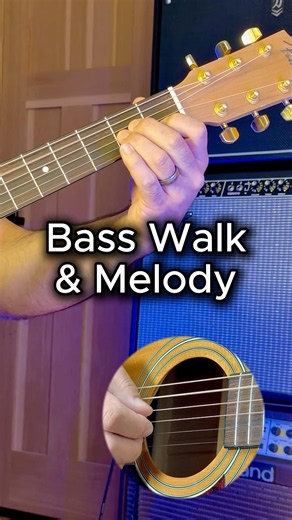 Bass Walk & Melody: Am → C → Dm → E7 - Acoustic Guitar Chord Progression #Shorts