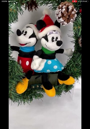 Gemmy 2007 Mickey Mouse & Minnie Mouse In A Wreath (EBay Listing Video)