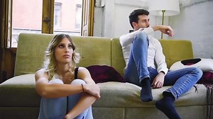 Young couple angry at each other after quarrel