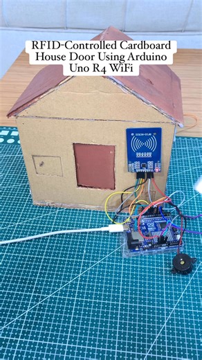 RFID-Controlled Cardboard House Door Using Arduino Uno R4 WiFi In this blog, you are going to learn how to build a house from cardboard and control its door automatically using the Arduino Uno R4 WiFi and the RC522 RFID Reader module. | Upload Ideas with Itamar