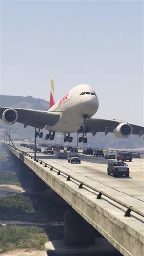 Giant Airbus A380 Inches Away from Cars on Bridge