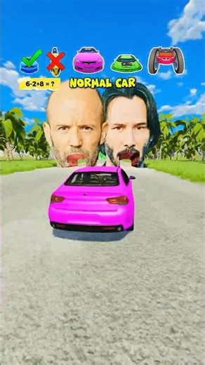 GIANT & tiny Cars vs John Wick & Transporter Open Big Mouths Keanu Reeves and Jason Statham Tunnel