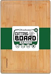 Bamboo Cutting Boards for Kitchen with Juice Groove [Extra-Large] Wood Cutting Board for Chopping Meat, Vegetables, Fruits, Cheese, Knife Friendly Serving Tray with Handles, 18 x 12.5 Inch