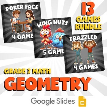13 No Prep Math Games Bundle A - Geometry - Grade 3 Review Activity