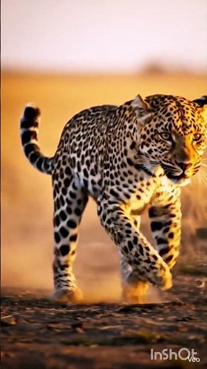 Leopard Full Speed Run in Golden Savanna