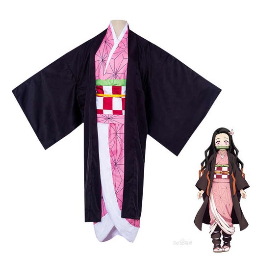 Anime Ghost Slayer Blade Nezuko Cosplay Costume Stove Gate Nezuko Suit Women Long Kimono Cardigan