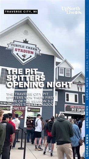 6.9K views · 33 reactions | The Traverse City Pit Spitters had their opening night game Friday and won 3-2 against the Kalamazoo Growlers! The Coast Guard did a fly over during the game along with Turtle Creek Stadium's new video board at the ballpark, new food items on the menu, dueling pianos and other opening night festivities! https://upnorthlive.com/news/local/traverse-city-pit-spitters-secure-first-win-of-season-at-home-opener | UpNorthLive | Facebook