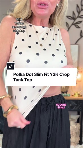 Polka Dot Slim Fit Y2K Crop Tank Top for Women