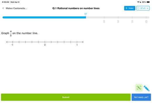 Graph \frac{4}{5} on the number line.... | Filo