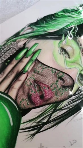New drawing of Billie Eilish 🥺💚 (insta: @gaiaperezart) #art #artist #draw #drawing #fyp #foyou #billieeilish