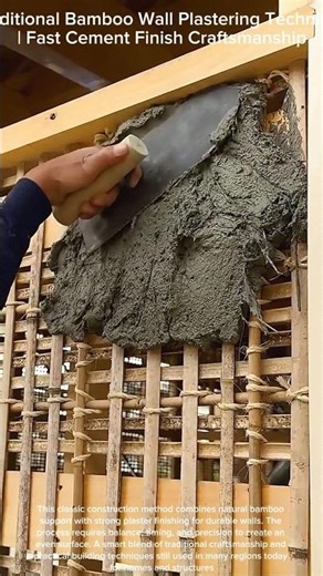 Traditional Bamboo Wall Plastering Technique | Fast Cement Finish Craftsmanship
