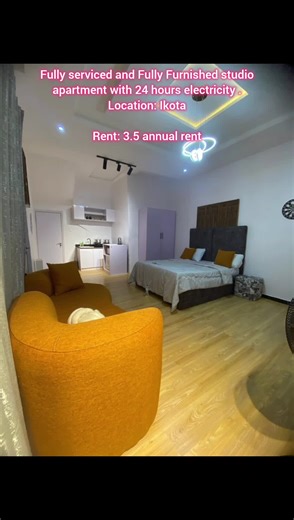 UloSpaces | Rent Affordably on Instagram: "Fully serviced and Fully Furnished studio apartment with 24 hours electricity . Location: IKOTA Rent: 3.5 annual rent SC: 400K It comes with an inverter also Gas Microwave WiFi Tv Ac Ref:105170 Simply tap 'Search by Ref' by the search box and enter the ref number to view the property on our platform. Please visit ulospacesco.com or send a dm for more info. #ulospaces #Ikota #apartmentsinlekki #apartmenthunting"