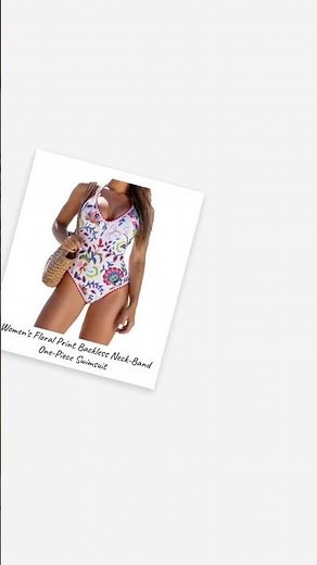 Women's Floral Print Backless Neck-Band One-Piece Swimsuit