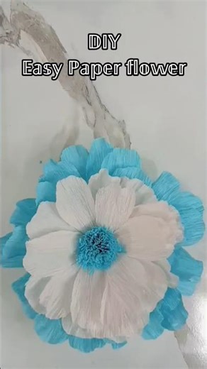 How to Make HUGE Crepe Paper Flowers (Blue & White Anemone Style) #shorts