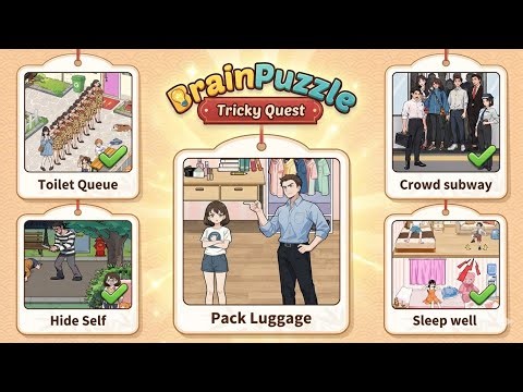 Brain Puzzle Tricky Quest Level Walkthrough | Pack Luggage, Crowd Subway, Check-In , toilet queue