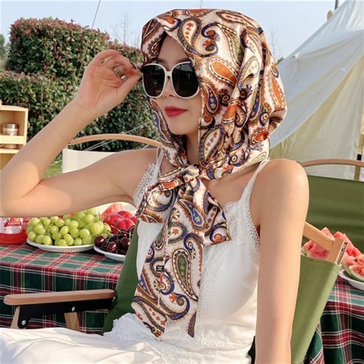 THANKSKY Elegant Simple Retro Solid Color Beach Shawl Thin Scarves Bohemian Style Flower Turban Korean Style Scarves Summer Scarf Hat Sunscreen Scarf Female Wraps | Lazada
