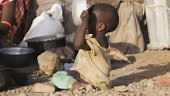 Close-up.Malnourished child due to extreme poverty, drought and...