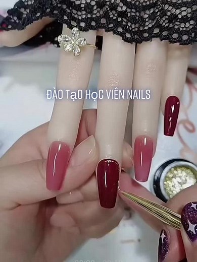 Gradient Nail Art Tutorial with Rhinestones