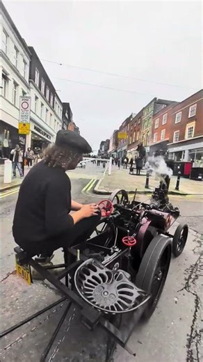 Steam Engine Driving up the Road