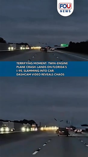 FOU News on Instagram: "Dec 9, 2025 A routine interstate drive turned into a nightmare when a Beechcraft 95-C55 Baron experienced engine failure and crash-landed straight onto Florida’s busy I-95 near Cocoa. The 27-year-old pilot, flying from Georgia, descended rapidly through rush-hour traffic and collided directly with a 57-year-old woman’s sedan, injuring her and sending her to Viera Hospital. Dashcam footage captures the chilling scene: the aircraft drops over multiple lanes, skids out, and 