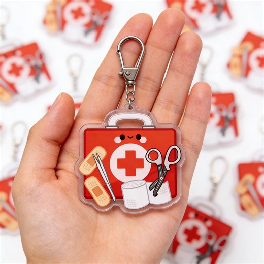 Cute First Aid Kit Keychain Acrylic Charm, Kawaii Medical Bag Keyring, Nurse Doctor EMT Gift, Emergency Kit Accessory - Etsy
