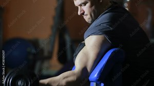 dumbbell bench press with one hand on the biceps, hands training