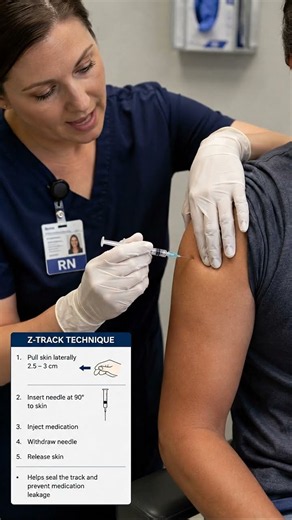 Z-Track IM Injection Technique | Nursing Skills Step-by-Step #Shorts