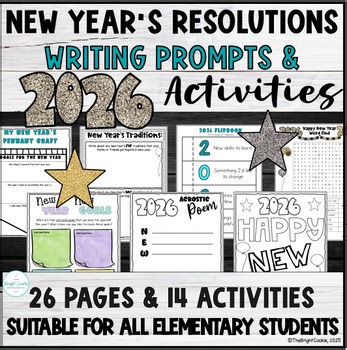 New Years Writing & Goals- New Years Resolution 2026, Poetry & Coloring Page