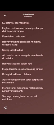 Lirik Lagu Ku Rela Dibenci - Aiman Tino (Bahagian 14)