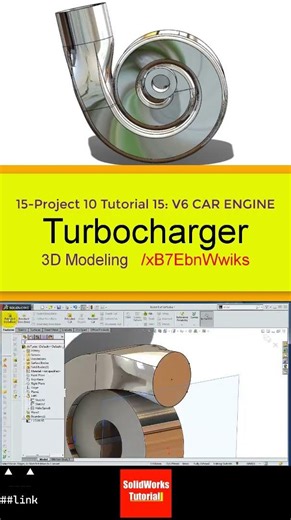 15- 3D Draft | Car Engine |:Turbocharger #3d #solidworks#tutorial #cad #drawing #engineering #design