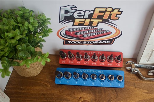 ICON 3/8 in Hex Bit Magnetic Socket Organizer | Gridfinity Tool Holder | SAE & Metric Tray | 3D Printed Garage Mechanics Toolbox Storage - Etsy