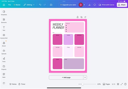 Weekly Planner (pink Version) - Etsy