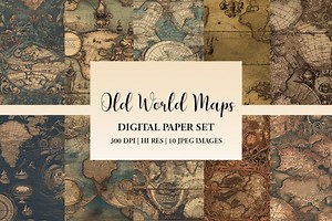 Old World Maps Digital Paper Set, Seamless Textures, Printable, Commercial Use - Etsy Canada