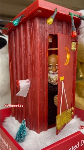 Big Lots Animated Christmas Outhouse with pop out Santa Claus “Dashing through the snow”
