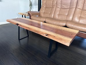 Redwood Live Edge Coffee Table / Bench With Modern Medal Legs Handmade One of a Kind -56" Long - Etsy