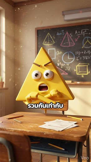 ผลรวมมุมภายในสามเหลี่ยม #math #สาระความรู้ #cartoon