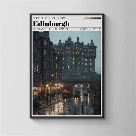 Edinburgh Cityscape Poster Art Print Scotland's Historic Capital