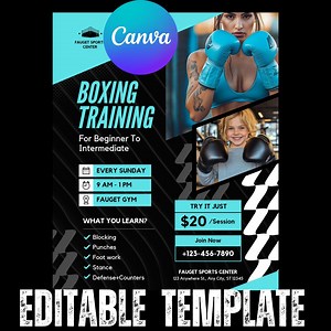 Boxing Event Flyer Template | Editable Canva Digital Download - Etsy