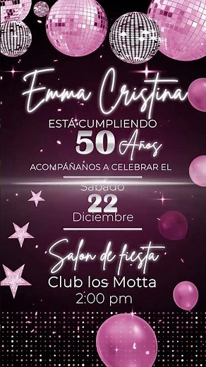 🪩 The most glamorous invitation in a black and bright pink disco style 💖