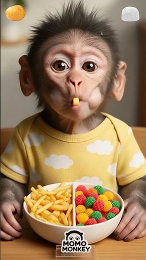 Momo Monkey’s Ultimate Snack Challenge! 🍟🍬 Which Treat Will This Happy Little Monkey Choose First?!